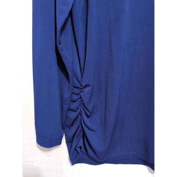 Susan Graver Women’s Size LARGE Navy Liquid Knit Keyhole Neck Dressy Festive Top - Picture 11 of 16